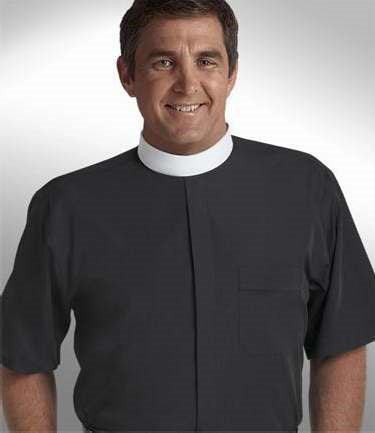 Clergy Shirt-Short Sleeve Banded Collar-16 In-Black