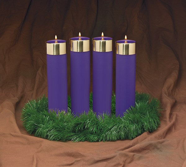 Candle-Advent-Emitte Elite Lite Candela Set-4 Blue w/o Christ Candle (12" x 2 5/8") (#CM24)