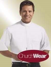 Clergy Shirt-Short Sleeve Banded Collar-16.5 In-White