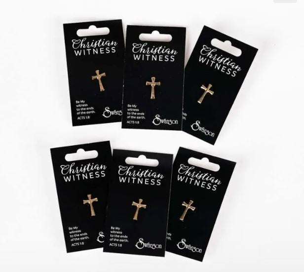 Lapel Pin-Cross-Flared (Gold) (Pack of 6) (Carded)