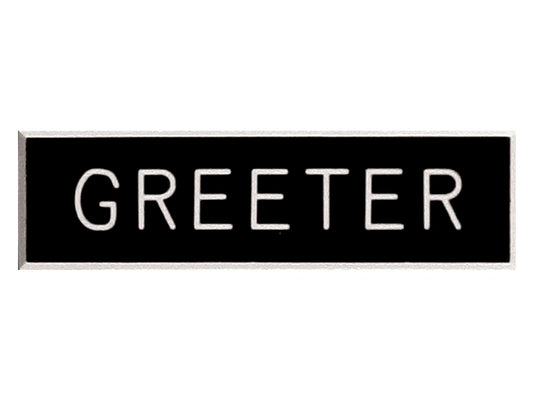 Badge-Greeter-Pin Back (5/8 x 2)-Plastic