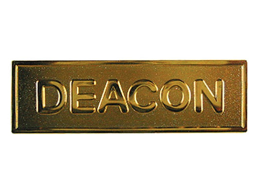 Badge-Deacon-Pin Back-Rectangle-Brass
