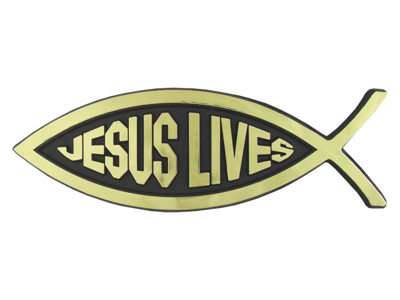 Auto Decal-3D Jesus Lives/Large Fish (Gold) (Pack of 6)