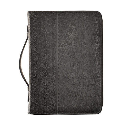 Bible Cover-Guidance (Proverbs 3:6)-Black Faux Leather Classic-Large