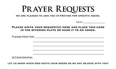 Pew Card-Prayer Requests (Psalm 55:17) (Pack Of 50)