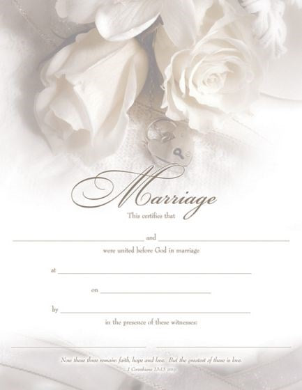 Certificate-Marriage (1 Corinthians 13:13) (Bronze Foil Embossed  Premium Stock) (Pack Of 6)