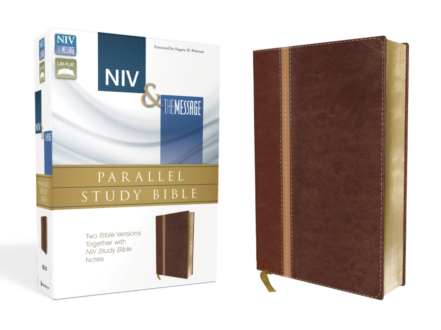 NIV & Message Parallel Study Bible-Dark Caramel/Black Cherry Duo-Tone