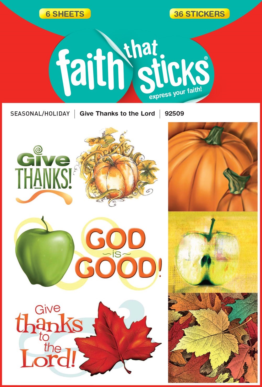 Sticker-Give Thanks To The Lord (6 Sheets) (Faith That Sticks)