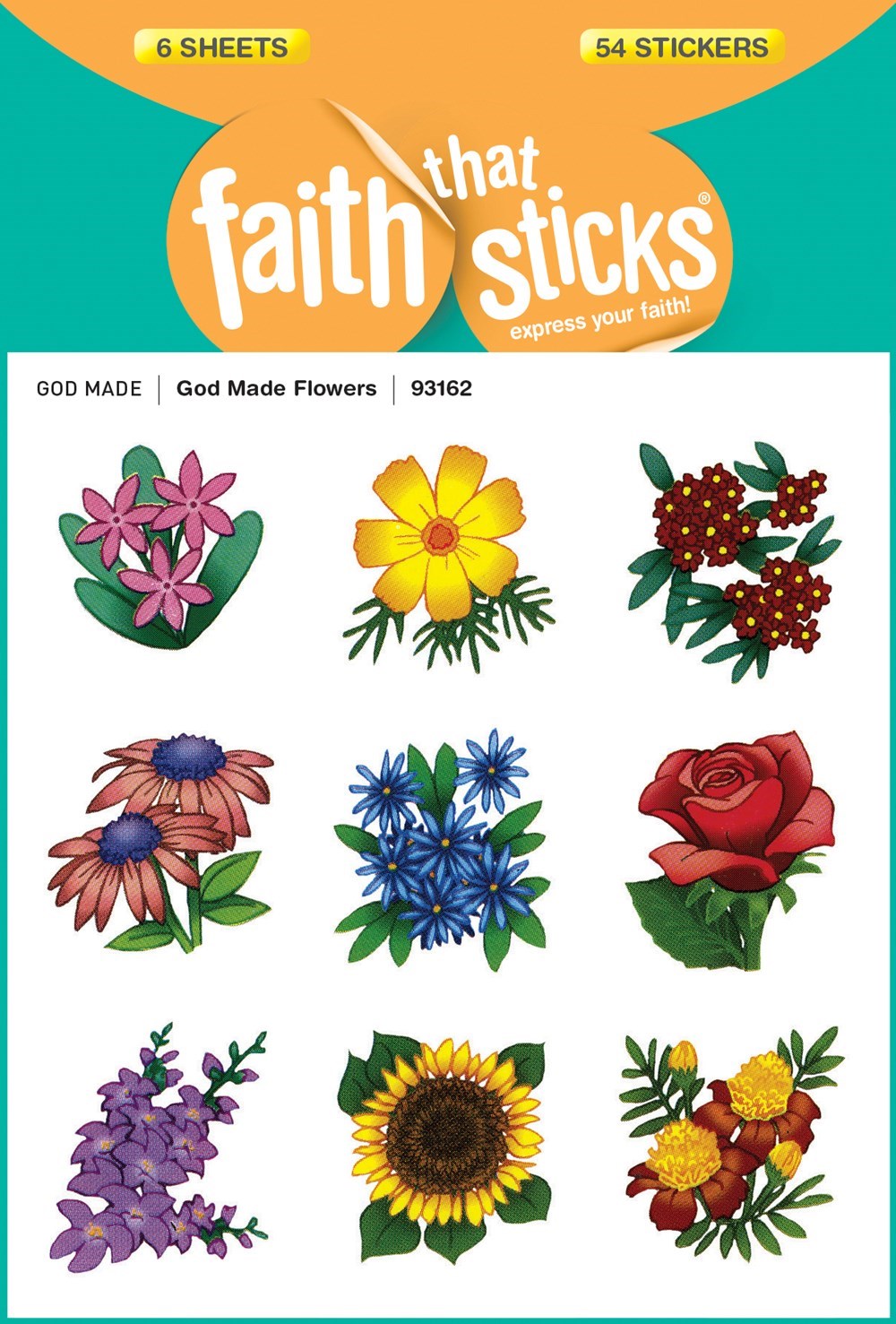 Sticker-God Made Flowers (6 Sheets) (Faith That Sticks)
