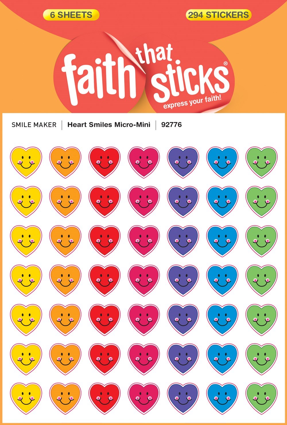 Sticker-Heart Smiles Micro-Mini (6 Sheets) (Faith That Sticks)