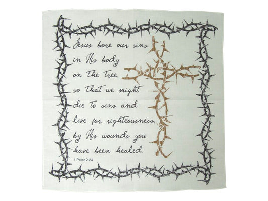Cloth-Prayer Cloth/Cross & Thorns (Pack of 6)