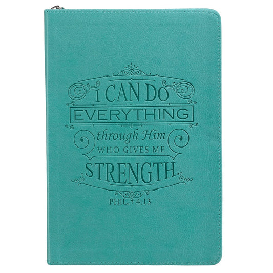Journal-I Can Do Everything-LuxLeather-Teal w/Zipper