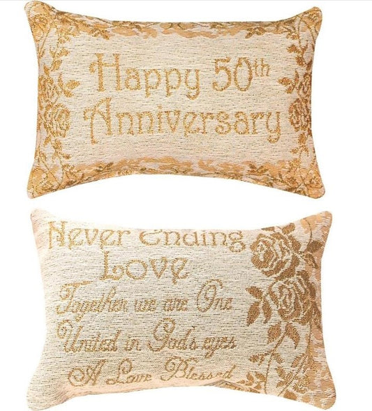 Pillow-Happy 50th Anniversary-Gold (12.5" X 8.5")