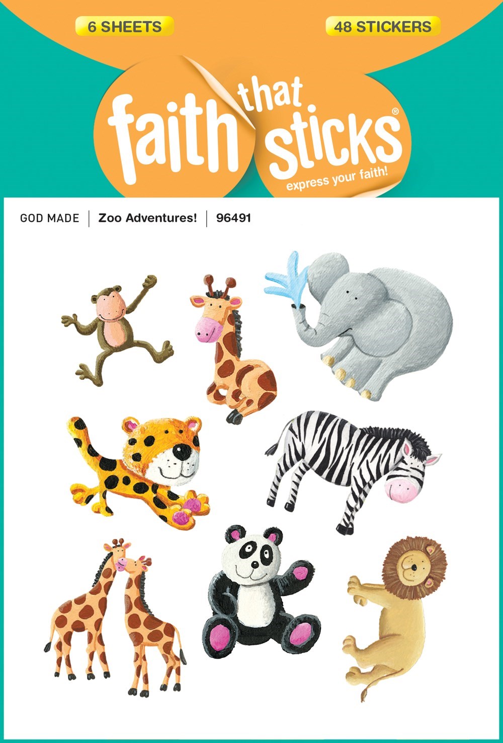 Sticker-Zoo Adventures! (6 Sheets) (Faith That Sticks)