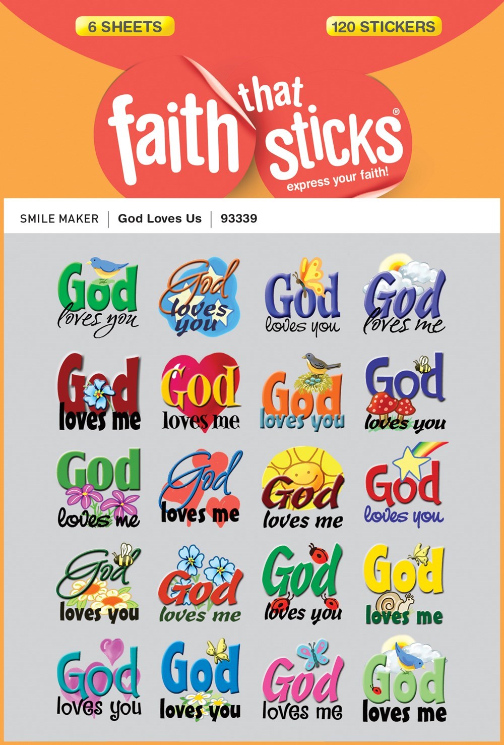 Sticker-God Loves Us (6 Sheets) (Faith That Sticks)