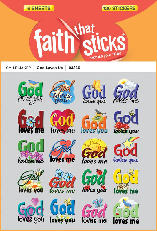 Sticker-God Loves Us (6 Sheets) (Faith That Sticks)