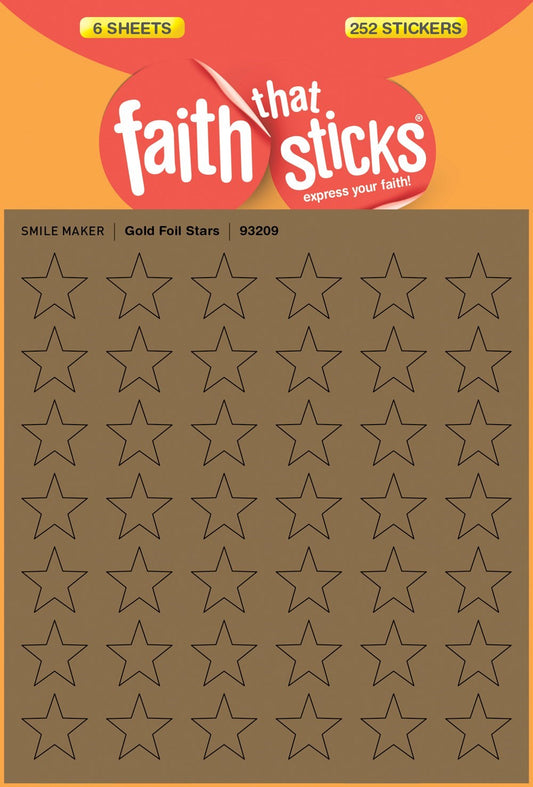 Sticker-Gold Foil Stars (6 Sheets) (Faith That Sticks)