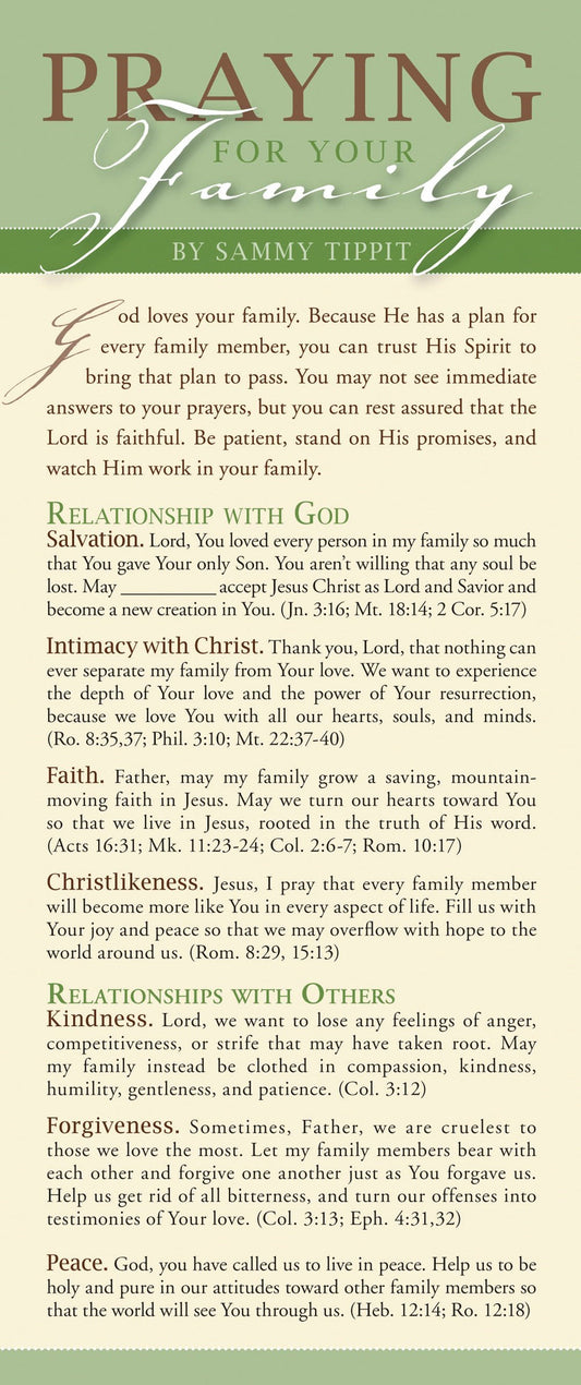 Bookmark-Praying For Your Family (Pack Of 50)