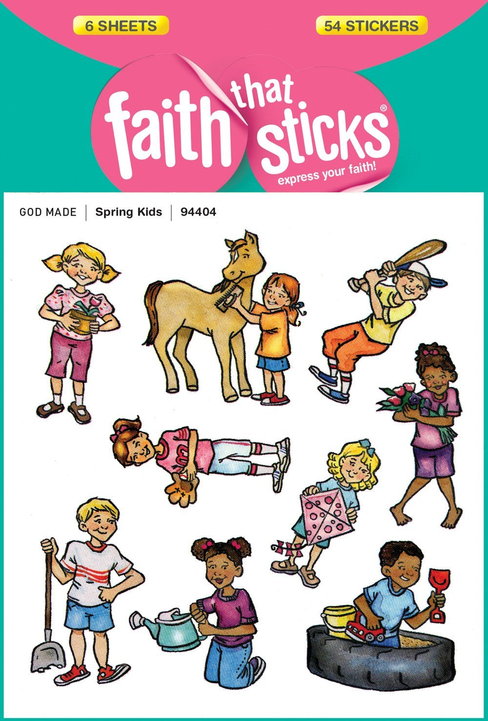 Sticker-Spring Kids (6 Sheets) (Faith That Sticks)
