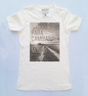 Span-Ts-Born To Change The World-Womens-Xs-Ivory/Brown