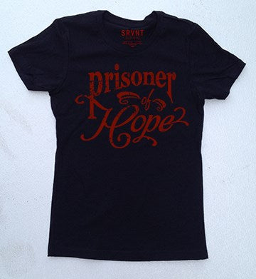 Tee Shirt-Prisoner Of Hope Womens Boyfriend Tee-Xs-Black W/Red