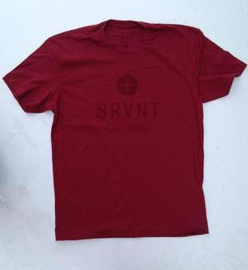 Tee Shirt-Srvnt Plus Mens Premium Fitted Tee-Large-Cardinal W/Dark Logo