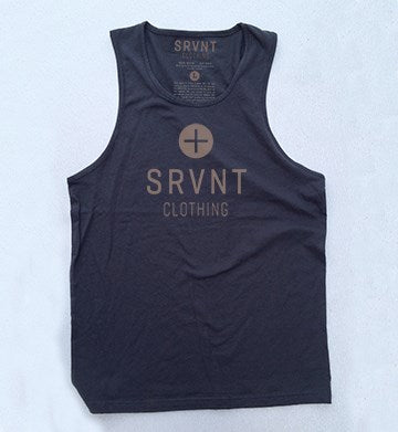 Tee Shirt-Srvnt Plus Mens Jersey Tank-Medium-Heavy Metal W/Grey