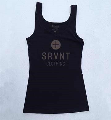 Tee Shirt-Srvnt Plus Womens Jersey Tank-Medium-Black W/Grey