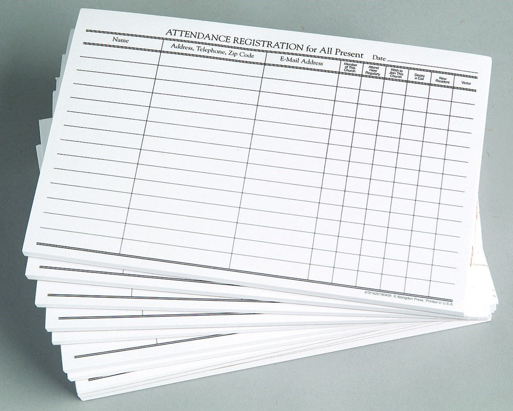 Attendance Registration Pad (Pack of 12)