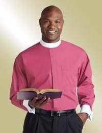 Clergy Shirt-Long Sleeve Banded Collar & French Cuff-17.5X32/33-Fuchsia