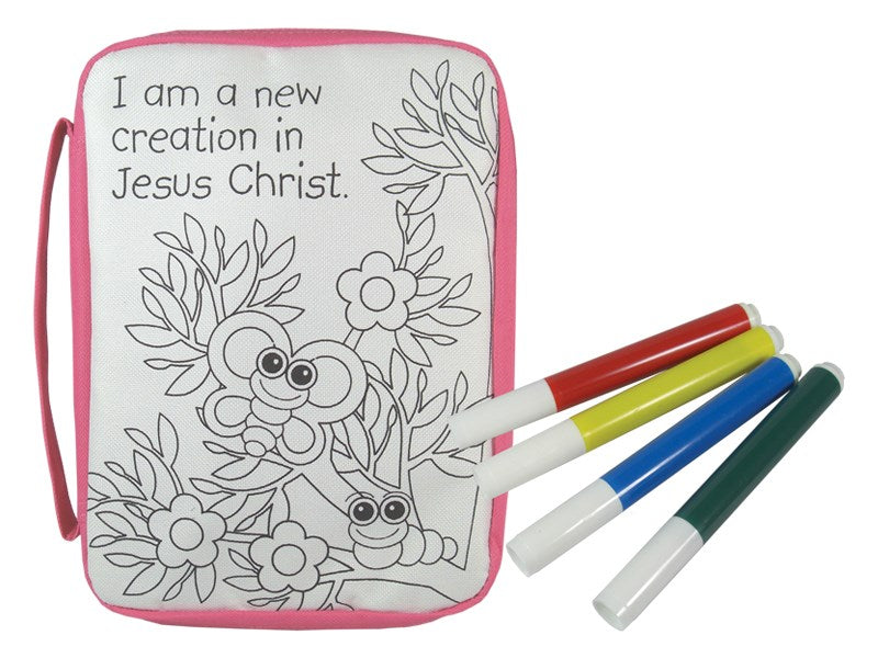 Bible Cover-Kids-New Creation W/Markers-Color & Wash-MED-Pink