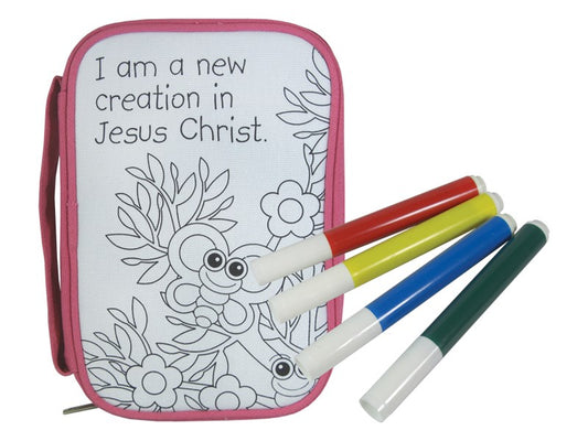Bible Cover-Kids-New Creation W/Markers-Color & Wash-Small-Pink