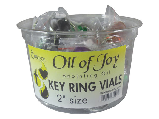 Display-Anointing Oil-Oil Of Joy-Key Chain-2 Inch-Asstd Colors (Empty) (Pack of 18)