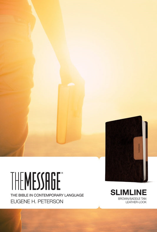 The Message Slimline Bible-Brown/Saddle Tan LeatherLook