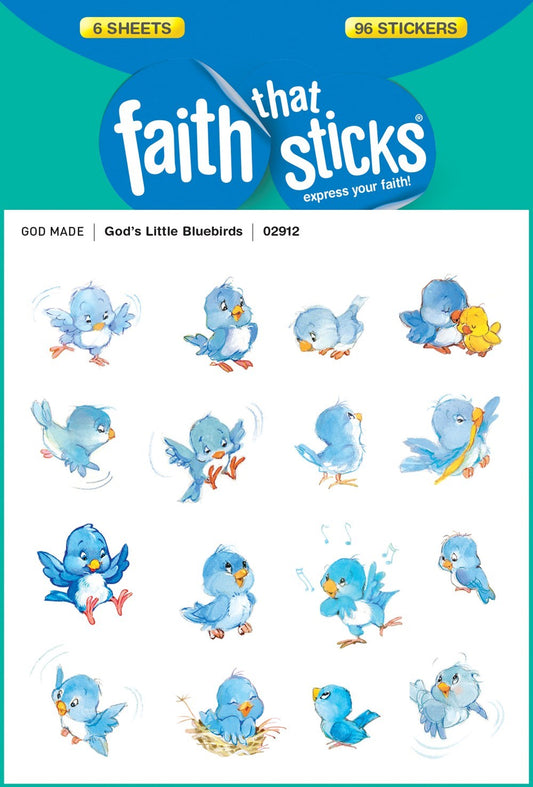 Sticker-God's Little Bluebirds (6 Sheets) (Faith That Sticks)