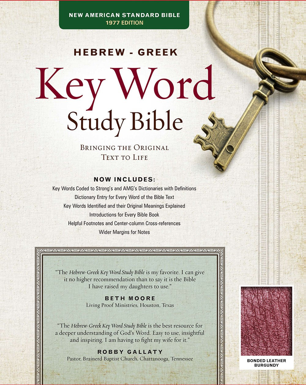 NASB 1977 Hebrew-Greek Key Word Study Bible-Burgundy Bonded Leather Indexed