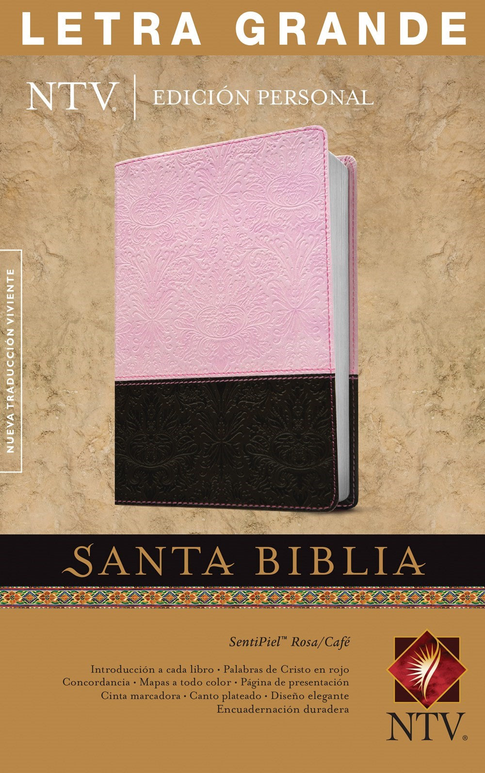 NTV Edicion Personal/Letra Grande (NLT Personal Size Large Print)-Pink/Brown TuTone Indexed