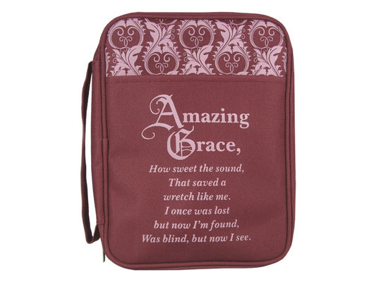 Bible Cover-Canvas-Amazing Grace-Burgundy-LRG