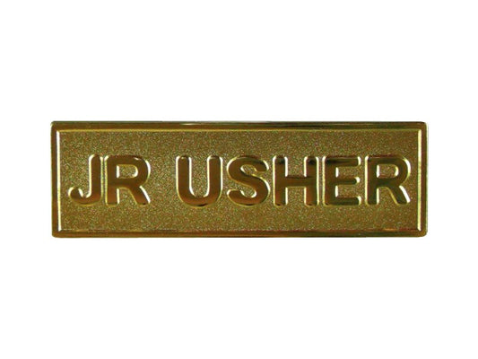 Badge-Jr Usher-Pin Back-Rectangle (5/8 x 2)-Brass