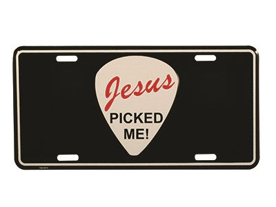 Auto Tag-Jesus Picked Me-Black/White (6" x 12")