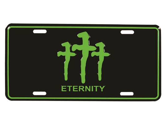 Auto Tag-Eternity w/Crosses-Black/Green (6" x 12")