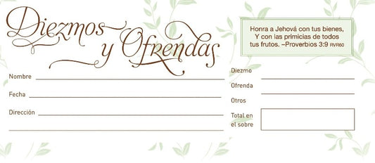 Sobre de Ofrenda-Diezmo y Ofrendas (Offering Envelope-Tithe And Offering (Pack Of 100)