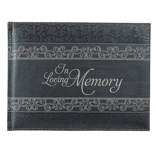 Guest Book-In Loving Memory-Charcoal LuxLeather-Small