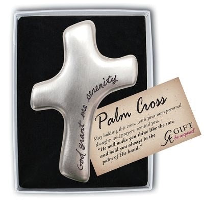 Palm Cross-God Grant Me Serenity-Zinc (2.75")