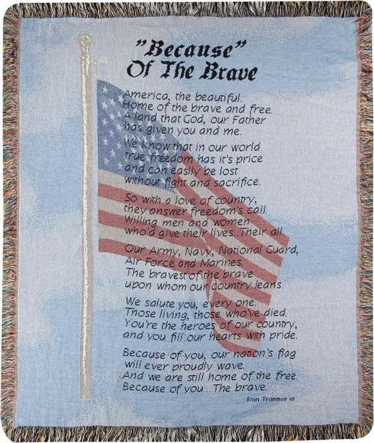 Throw-Because Of The Brave-Tapestry (50" x 60")