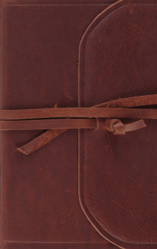 ESV Thinline Bible-Brown Natural Leather w/Flap & Strap