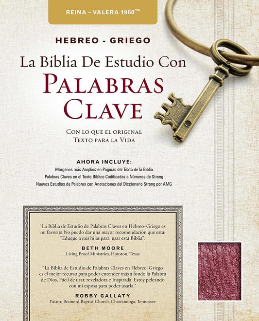 RVR 1960 Hebreo-Griego La Biblia de Estudio con Palabras Clave (Hebrew-Greek Key Word Study)-Burgundy Bonded Leather
