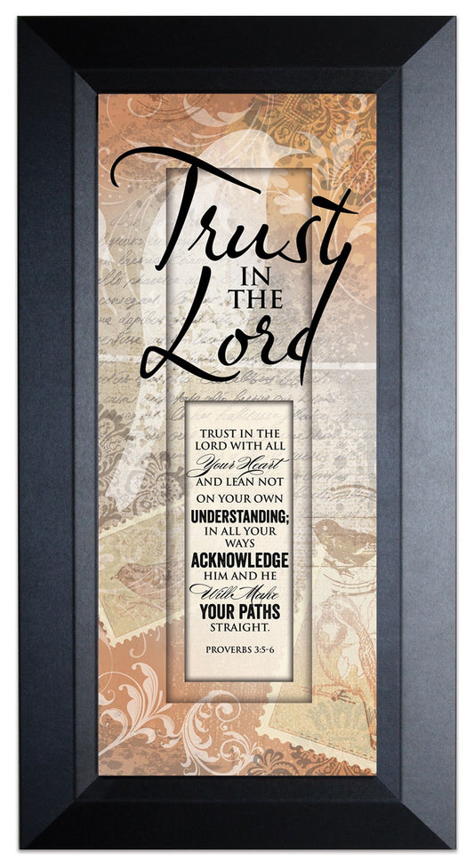Framed Art-Words of Grace-Trust In The Lord (8" x 16")