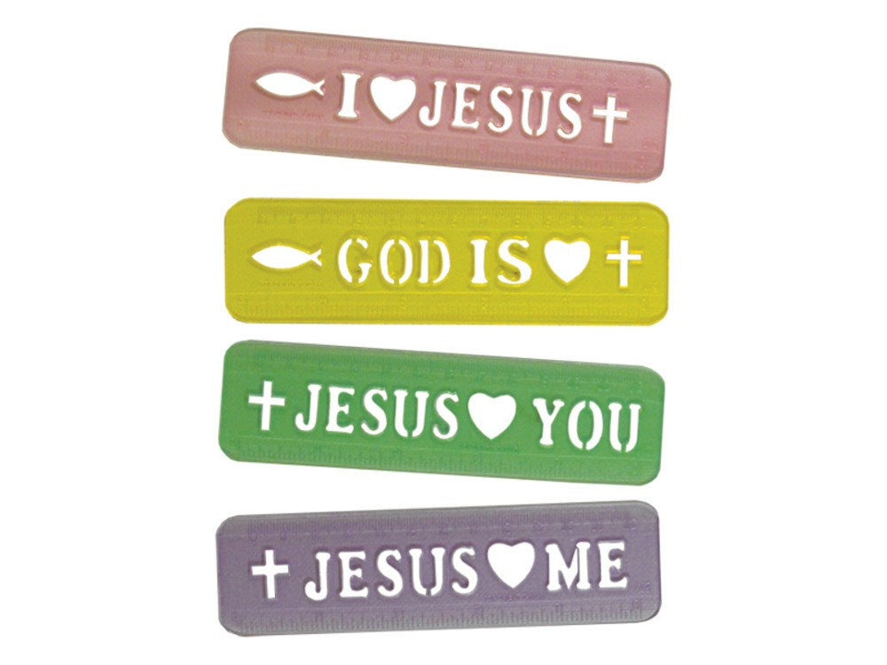 Ruler-Stenciled-Assorted Sayings & Colors (Pack Of 24)