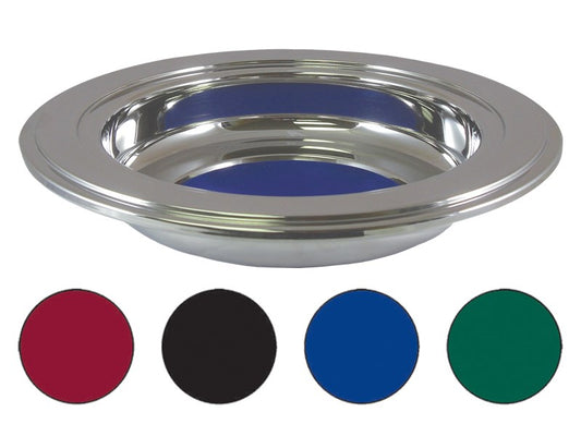 Offering Plate-Silvertone-With 4 Assorted Color Magnetic Velour Pad Inserts
